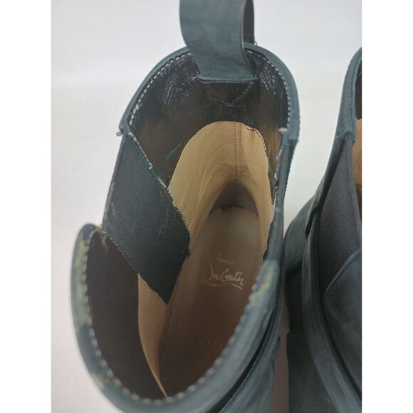 Christian Louboutin Black Nubuck CL Logo Lug Sole Chelsea Boots Size 42 - Picture 6 of 7